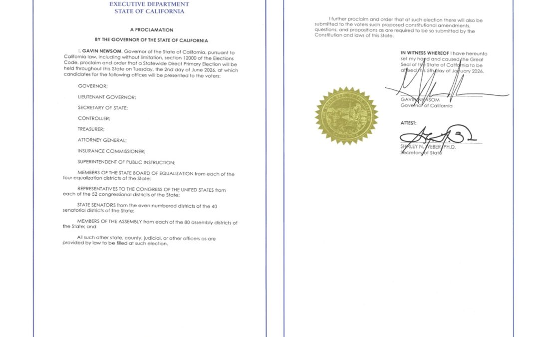Governor’s Proclamation for the June 2, 2026, Statewide Direct Primary Election